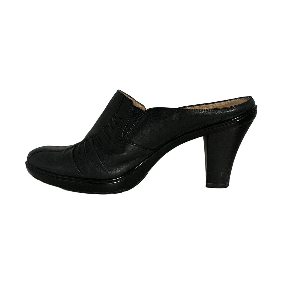 Söfft Black Leather Heeled Mules Slip On Comfort Shoes Stacked Heel Size 8M - Picture 6 of 11